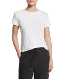 Distressed-Sleeve Jersey Tee, Optic White