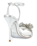 Lilico Floral Leather 105mm Sandal, Silver