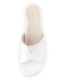 Obert Patent Crisscross Mule Sandal, White