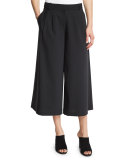 Edie Pleated Wool-Blend Culottes, Black