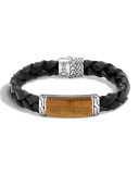 Tigers Eye Classic Silver Station Bracelet, Black