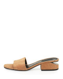 Lou Suede Block-Heel Mule, Clay