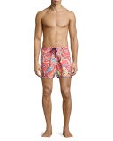 Large Paisley Swim Trunks, Red