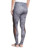 Ring-Print High-Rise Stirrup Leggings, Black/White