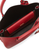 Saffiano Cuir Small Double Bag, Red (Fuoco)