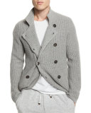 Double-Breasted Shaker-Knit Cashmere Cardigan
