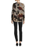 Metallic Camo Jacquard Wool Sweater, Light Nickel Multi