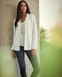 Two-Button Pique Blazer, White