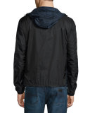 Lightweight Bicolor Wind-Resistant Jacket, Bright Steel Blue