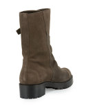 Buckles Suede Mid-Calf Boot, Hammer Ebano