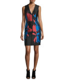 Sleeveless Floral-Print Sheath Dress