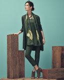 Open-Front Sheer Hemp Grid Long Cardigan