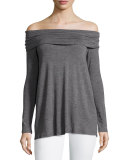 Angelica Off-the-Shoulder Top, Charcoal