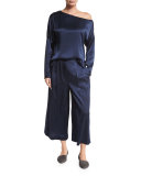 Satin Asymmetric Long-Sleeve Top