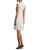 Sleeveless Stitched-Waist Dress, Cream