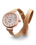 34mm Birdy Rose Golden Double-Wrap Watch, Tan