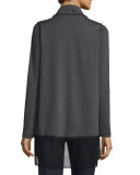 Julianne Knit Jacket w/ Mesh Hem, Charcoal Melange