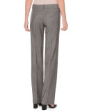 Flat-Front Slight-Flare Pants, Black/Gray
