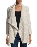 Gwynn Draped Open-Front Cardigan, Porcelain/Caviar