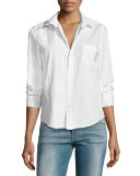 Barry Buttoned Poplin Shirt, White