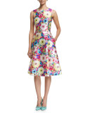 Sleeveless Floral-Print Day Dress, Azalea