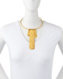 Gold-Dipped Hammered Medallion Necklace