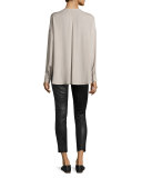 Stitch-Front Leather Leggings, Black