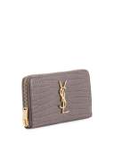 Monogram Crocodile-Embossed Zip-Around Wallet