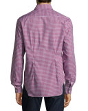 Plaid Sport Shirt, Brick/Blue/White