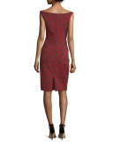 Fitted Floral-Print Cocktail Dress, Red/Multi