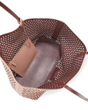 Daily Perforated Leather Tote Bag, Twig/Wine