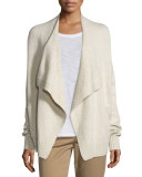 Ribbed Draped-Front Cardigan