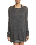 Oversized Knit Pullover Sweater, Charcoal