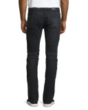 Blinder Biker Distressed Moto Jeans, Black