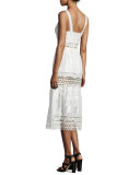 Sleeveless Embroidered Prairie Dress, White