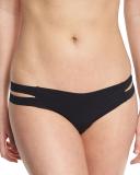 Stripped Microfiber Thong, Black