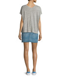 Malibu Linen V-Neck T-Shirt, Heather Gray