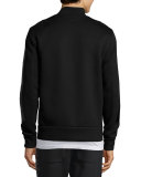 Zip-Up Pique Bomber Jacket, Black