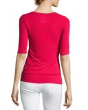 Soft Touch Half-Sleeve Scoop-Neck Top