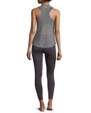 Aerate Checker-Print Mesh Athletic Tank, White/Black