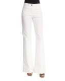 Mid-Rise Flare-Leg Jeans, White