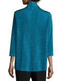 Marled Jersey Mid-Length Cardigan, Blue, Plus Size