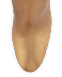 Savoie Metallic Button-Loop Ankle Boot, Gold