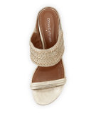 Viv Stitched Metallic Slide Sandal, Neutral