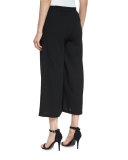 Organic Cotton Wide-Leg Cropped Pants, Black