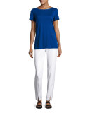 Sleek Viscose Jersey Crystal-Trim Tee