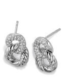 16.5mm Belmont Link Earrings with Diamonds in 18K White Gold