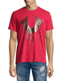 Drip-Effect Horseshoe Graphic T-Shirt, True Red