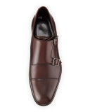 Double-Monk Leather Shoe, Burgundy