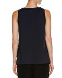 Ruffle-Hem Cotton Tank Top, Black-Blue
